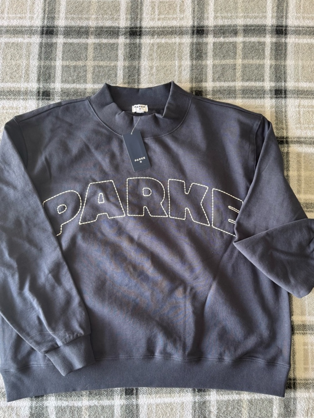 Parke Charcoal Crewneck Sweatshirt with Contrasting Stitch Logo